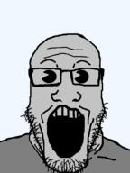 1920s Shitty_edit ToonSoy_(NameFag) cartoon glasses grey_shirt grey_skin low_effort rubberhose rushed stubble variant:markiplier_soyjak // 600x800 // 18.8KB