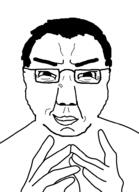 glasses smile smirk soyjak subvariant:chudjak_front variant:chudjak variant:eviljak white_background // 700x967 // 60.9KB