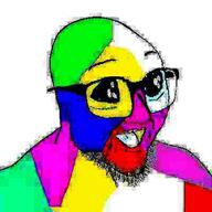 alsuus colorful compressed deformed glasses open_mouth soyjak stubble variant:terfjak // 800x800 // 604.2KB