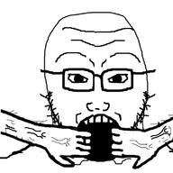glasses goatse hand open_mouth soyjak stubble variant:soyak // 800x800 // 154.3KB