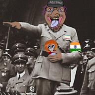 ack adolf_hitler agugu ascence ascence_(user) brown_skin flag:india glasses hair india meta:namefags mustache mymy nazi_salute nazism nigger open_mouth pedophile plush purple_hair salute sieg_heil soyjak stubble tongue tranny trend:slopjak variant:bernd yellow_teeth // 900x895 // 2.1MB
