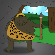 ancient bark blue_sky brown_skin cave caveman fat holding_spear meta:not_oc nusoi rock rocks series:nusoi_neanderthal_adventures shadow stone subvariant:hunky_twink_sex_machine sun tree variant:alicia wearing_hide wearing_leaf // 2000x2000 // 196.7KB