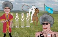 TWE aryan blue_eyes bwc femoid flag flag:kazakhstan flag:transgender_pride_flag full_body horse horseback_riding kazakhstan muscles muscular_male sonnenrad tranny whip woman women // 2072x1329 // 2.3MB