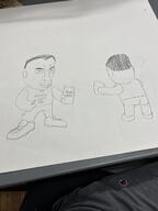 angry closed_mouth clothes death_note ear full_body glasses hair holding_object irl millions_must_die pen redraw soyjak variant:chudjak // 3024x4032 // 3.2MB