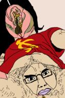 angry anus closed_mouth clothes communism glasses hair hairy hammer_and_sickle neovagina poop purple_hair soyjak stubble subvariant:chudjak_front tattoo tranny tshirt variant:chudjak white_skin // 1000x1500 // 69.9KB
