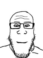 closed_mouth glasses horny smile soyjak stubble subvariant:neutralplier variant:markiplier_soyjak // 600x800 // 101.1KB