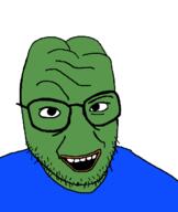 clothes frog glasses green_skin pepe soyjak stubble variant:snopesjak // 520x618 // 11.0KB
