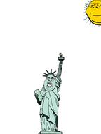 closed_mouth glasses holding_object open_mouth smile soyjak statue statue_of_liberty stubble subvariant:wholesome_soyjak sun torch variant:chugsjak variant:gapejak // 1536x2048 // 253.4KB