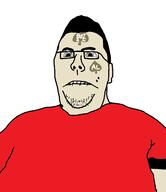 biting_lip closed_mouth clothes fat glasses hair nikocado_avocado queen_of_spades redraw soyjak stubble tattoo text tshirt variant:cobson weird_al_yankovic // 474x547 // 28.2KB