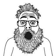 arm beard bingolotto glasses hair open_mouth soyjak variant:bingojak // 600x600 // 24.5KB