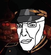 Admiral_DuGalle big_lips closed_mouth france general glasses military military_cap military_hat military_uniform smile smirk spaceship starcraft variant:chudjak white_skin // 224x240 // 16.7KB