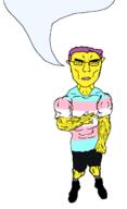 angry asian buff closed_mouth clothes ear full_body glasses hair manlet peace_sign purple_hair small_eyes speech_bubble speech_bubble_empty subvariant:chudjak_front subvariant:unbotheredchud tranny variant:chudjak vein white_skin yellow_skin // 981x1608 // 21.9KB