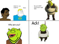 amerimutt astrofene_(namefag) big_nose clothes dreamworks ear fat green_skin meta:namefags nas:shrek obese ogre ogre_ears open_mouth rope shrek shrek_pedo smug soyjak stubble subvariant:dead_pajeet subvariant:impish_amerimutt subvariant:mexiaryan variant:impish_soyak_ears variant:meximutt variant:pajeetjak yellow_hair // 800x600 // 192.5KB