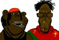 black_skin brown_skin clothes cr7 hair headband ishowspeed kaicenat mutt nigger open_mouth portugal_national_football_team subvariant:euromutt subvariant:impish_amerimutt variant:impish_soyak_ears variant:markiplier_soyjak // 1219x823 // 161.1KB