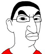 big_lips big_nose closed_mouth ear glasses hair meta:tagme nazism neutral nose plagiocephaly red_shirt small_brain smooth_skin smug variant:chudjak // 756x906 // 14.4KB
