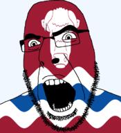 angry british bull cow england flag flag:herefordshire glasses hair herefordshire looking_to_the_left open_mouth soyjak stubble teeth thick_eyebrows united_kingdom variant:cobson // 721x789 // 82.4KB