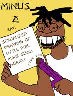 asian brown_skin clothes dildo full_body glasses half_open_mouth holding_dildo holding_object ishowspeed minus8 nsfw poop soyjak stubble teeth text variant:soykio_kid // 989x1293 // 104.1KB