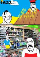 arm closed_mouth clothes glasses irl_background its_over malorussian_flag mongol mustache poland smile store stubble subvariant:wholesome_soyjak text ukraine variant:cobson variant:gapejak variant:impish_soyak_ears variant:soyak wheat_field // 894x1280 // 257.4KB
