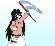 art cacao fanart flag flag:transgender_pride_flag holding_object meta:bait nintendo soy soyjak soylent trans_rights variant:soytan video_game waving_flag // 1076x905 // 112.6KB