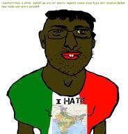 brown_skin glasses hair indian_wearing_italian_shirt italy jaundice op_is_a_mindbroken_pajeet_retard_who_is_obsessed_with_itaryans shitskin stubble text variant:unknown yellow_sclera // 1200x1252 // 268.3KB