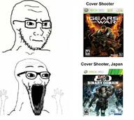 arm binary_domain concerned frown gears_of_war glasses hand hands_up japan open_mouth place_japan soyjak soyjak_comic stubble subvariant:soyak_(irritated) subvariant:wewjak text thing_japanese variant:soyak video_game xbox // 680x613 // 356.2KB