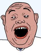 amerimutt black_sclera bow clothes ear flag flag:massachusetts hair holding_object latin_text massachusetts open_mouth red_shirt soyjak state stubble teeth text transparent_background united_states variant:alicia // 418x555 // 17.4KB