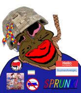 GuyinanAvenger_(user) antifa autism camouflage country countryhuman crying gooner hanging hello_my_name_is_(sticker) helmet jartycuck military_hat nigger noose pajeet pedophile russia soybooru soyjak sprunki subvariant:jartycuck tranny variant:chudjak // 1300x1500 // 991.9KB