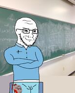 aquarium aquarium_pants crossed_arms fish glasses penis school smirk smug soyjak stubble variant:smugjak variant:soyak // 838x1042 // 716.2KB