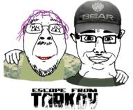 2soyjaks chud chud_troon_alliance clothes escape_from_tarkov friendship glasses hand mustache subvariant:chudjak_front tranny ucp variant:bernd variant:chudjak video_game // 834x692 // 492.8KB