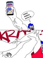 3soyjaks batman buff closed_mouth clothes comic comic_strip glasses hair holding_object makeup open_mouth phone serious sonic_the_hedgehog tear traced tranny transgender_flag variant:chudjak variant:feraljak variant:unknown // 828x1127 // 212.8KB