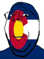colorado flag flag:colorado glasses looking_at_you smile soyjak stubble subvariant:wholesome_soyjak teeth template united_states variant:gapejak // 582x772 // 17.0KB