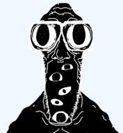 artist:crimsonvoidhydra1488 beard black_skin glasses looking_at_you multiple_eyes no_mouth variant:mentaljak // 715x777 // 41.6KB