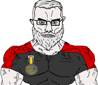 100_years_on_bald_cartoon_man_with_glasses_website award blue_eyes glasses grey_beard grey_hair lips muscles muscular_male nate nose oldfag oldgod pale_skin sharty soyjak_party subvariant:muscular_chud variant:chudjak vein white_skin // 1059x929 // 59.5KB