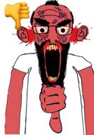 angry balding beard blood bloodshot_eyes ear fffffffuuuuuuuuuuuu glasses open_mouth red_skin subvariant:science_lover thumbs_down variant:markiplier_soyjak vein yellow_teeth // 905x1297 // 449.4KB