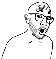 ear glasses mustache open_mouth soyjak stubble variant:unknown // 386x404 // 7.0KB