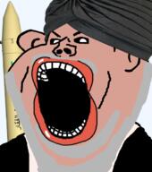 amerimutt angry beard black_coat black_sclera brown_skin ebrahim_raisi grey_beard grey_stubble iran iranian islam lips looking_at_you missile mutt old open_mouth president soyjak stubble subvariant:impish_amerimutt transparent_background turban variant:impish_soyak_ears white_shirt // 598x674 // 239.5KB