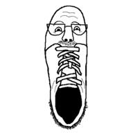 glasses mustache objectsoy open_mouth shoe soyjak stubble variant:sneakerjak // 474x474 // 7.2KB