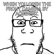 camera closed_mouth glasses neutral stubble subvariant:neutralplier text variant:markiplier_soyjak // 1024x1024 // 150.4KB