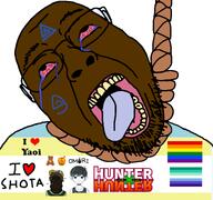 ack bald bloodshot_eyes boylover_symbol brown_skin faggot flag:gay_pride_flag flag:minor_attracted_person fundashi glasses hanging hunter_x_hunter omori pedophile shota shotapedo shoyta_pedo stubble subvariant:chudplier variant:bernd variant:chudjakhud variant:markiplier_soyjak // 768x719 // 117.3KB