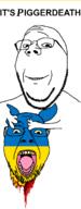 2soyjaks animal_abuse arm blood closed_mouth flag flag:ukraine glasses hair hand holding_object holding_severed_head its_over oink open_mouth pig pun russo_ukrainian_war severed_head smile soyjak stubble text tongue total_nigger_death ukraine variant:bernd variant:gapejak yellow_sclera // 702x1792 // 45.3KB