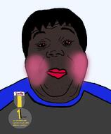award black_skin bloodshot_eyes blush closed_mouth clothes eyelashes hair jake jartycuck meta:funny_treasure natejak nigger red_lips slopjak text variant:alicia // 592x720 // 71.5KB