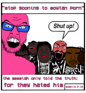 bald bible black_skin colored_glasses doll_(user) glasses jesus le_pol_face messiah meta:namefags pink pink_skin red_skin soy speech_bubble stubble subvariant:euromutt subvariant:hunky_twink_sex_machine subvariant:impish_amerimutt subvariant:massjak subvariant:science_lover text variant:alicia variant:chudjak variant:feraljak variant:gapejak variant:impish_soyak_ears variant:markiplier_soyjak // 533x576 // 153.9KB
