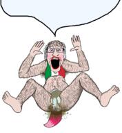 bra country diaper flag flies glasses hairy italy lipstick looking_at_you makeup poop soyjak speech_bubble_empty tail tranny translucent transparent variant:markiplier_soyjak // 1042x1129 // 864.3KB