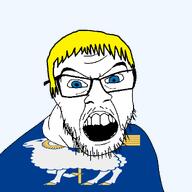 animal blue_eyes christianity clothes country county cross flag flag:gotland glasses gotland hair mustache open_mouth sheep soyjak stubble sweden teeth transparent_background variant:feraljak yellow_hair // 1500x1500 // 108.8KB