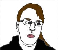 antiwork brown_hair closed_mouth clothes doreen_ford ear glasses redraw soyjak tranny variant:chudjak // 760x653 // 80.6KB