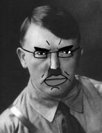 adolf_hitler black_and_white black_background glasses nazism subvariant:chudjak_front variant:chudjak // 1221x1600 // 1.6MB