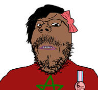 angry badge bow brown_skin country flag frown glasses hair makeup morocco mustache soyjak stubble text tranny variant:gapejak // 1087x1007 // 428.7KB