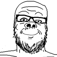 closed_mouth glasses mustache smile soyjak stubble variant:a24_slowburn_soyjak // 425x456 // 23.7KB