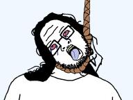 ack bloodshot_eyes clothes crying glasses hair hanging long_hair nigger_lips noose open_mouth redraw rope rotten_teeth soyjak stubble suicide template tongue variant:skajyosjak white_shirt white_skin // 800x600 // 15.6KB