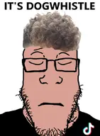 black_shirt closed_eyes closed_mouth dogwhistle glasses its_over subvariant:neutralplier text tiktok variant:markiplier_soyjak zoomer zoomer_hair // 600x816 // 259.2KB